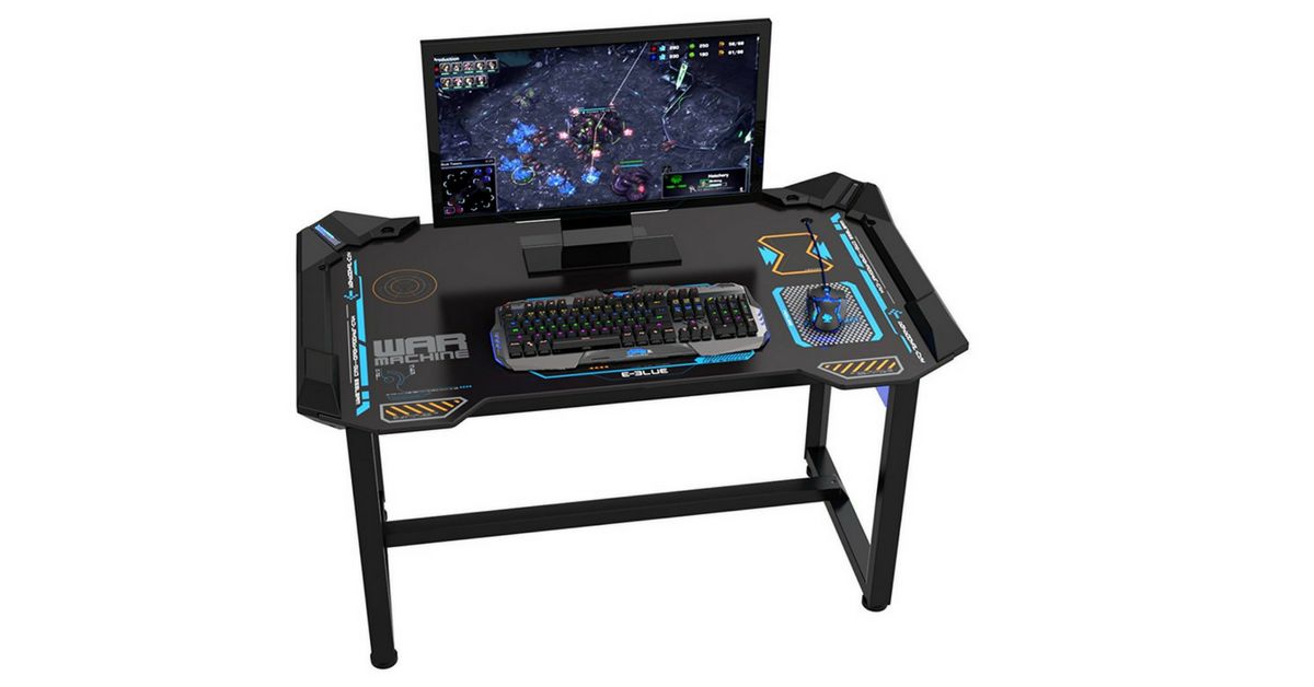 E-Blue USA Wireless Glowing LED PC Gaming Desk Table