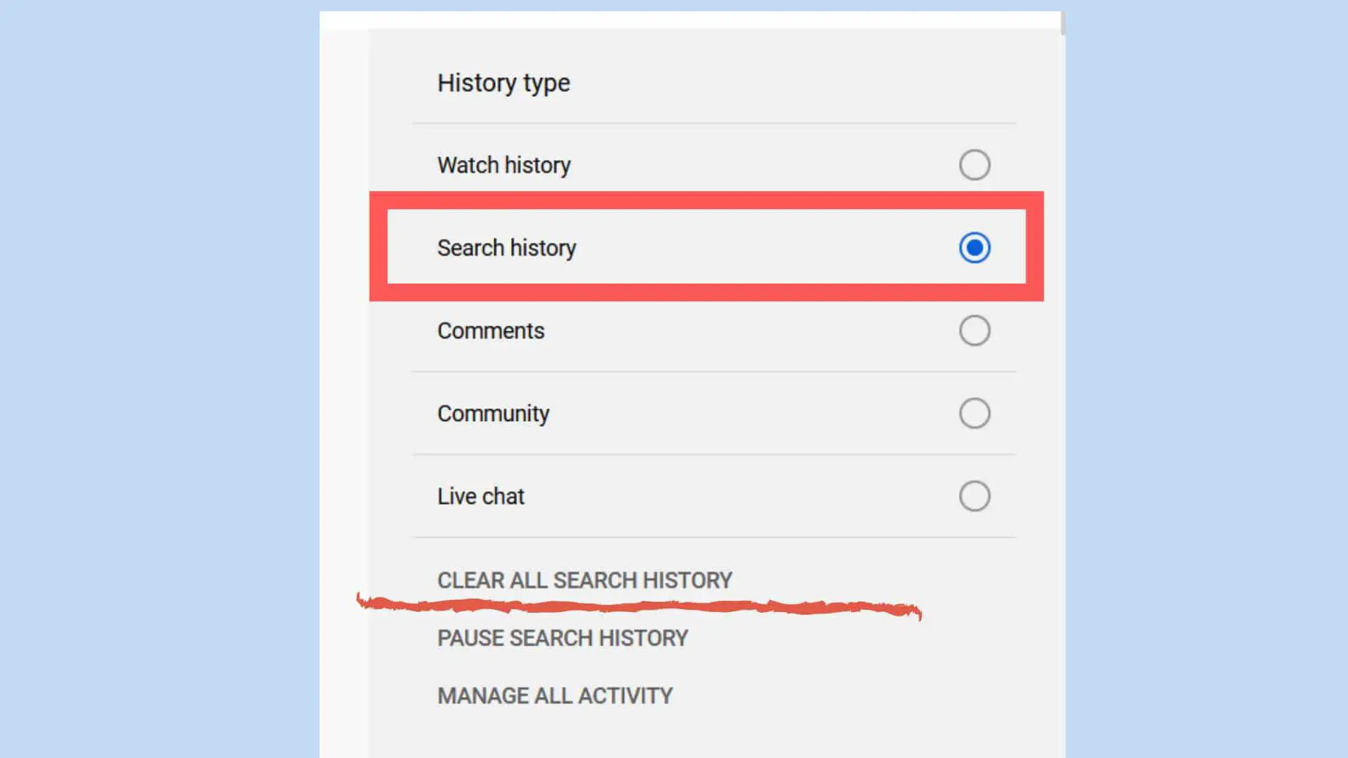 Search History YouTube