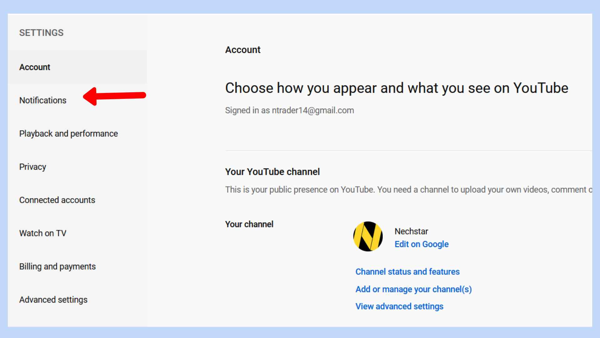 how to turn off email notifications for youtube