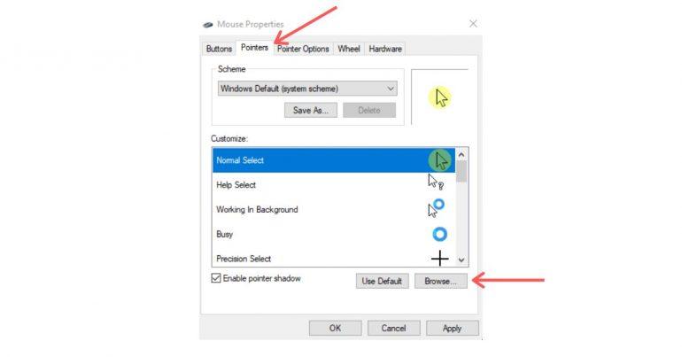 yellow circle cursor download windows 10