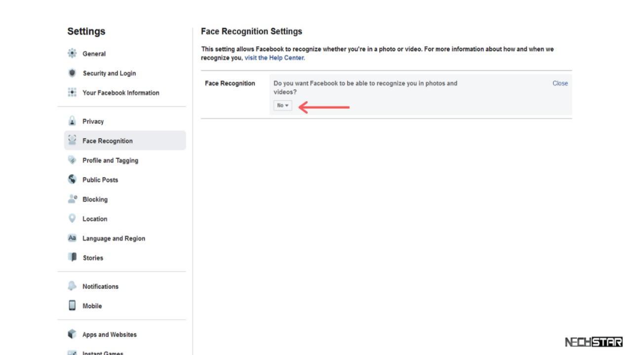 how to turn off facial recognition on Facebook